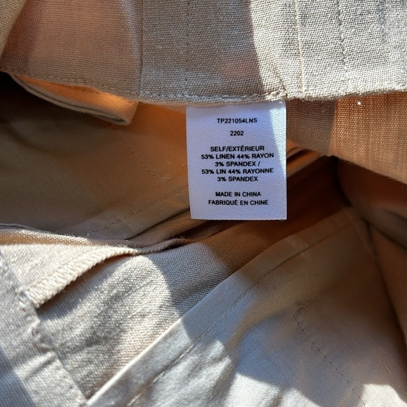DEREK LAM 10 CROSBY Pant Linen blend wide leg pants Beige Pockets Sz 12 NEW - Picture 11 of 14